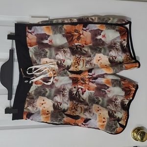 NWT Cat Collage Swim Trunks with Pockets
